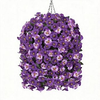 Artificial Pansy Hanging Basket UV Resistant Outdoor Silk Flowers