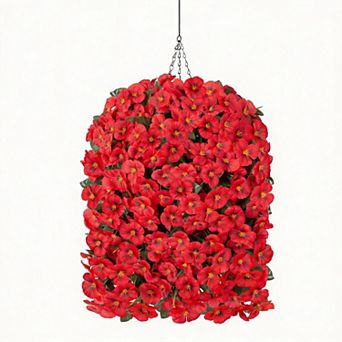 Artificial Pansy Hanging Basket UV Resistant Outdoor Silk Flowers