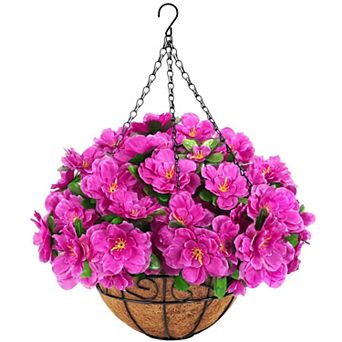 Artificial Silk Azalea Hanging Basket Coconut Liner