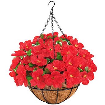 Artificial Silk Azalea Hanging Basket Coconut Liner