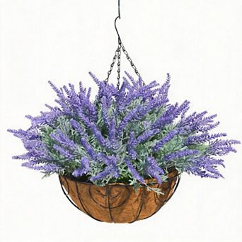 Artificial Pansies Faux Hanging Flowers Basket Outdoor UV Resistant