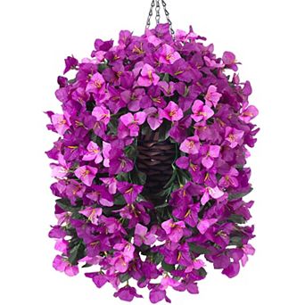 Bougainvillea Artificial Hanging Flowers Basket Outdoor UV Resistant Vines Porch Decor