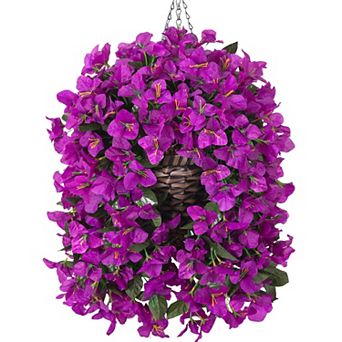 Bougainvillea Artificial Hanging Flowers Basket Outdoor UV Resistant Vines Porch Decor