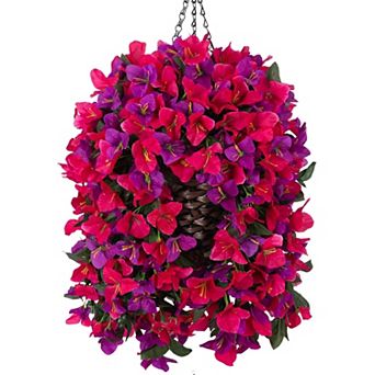 Bougainvillea Artificial Hanging Flowers Basket Outdoor UV Resistant Vines Porch Decor