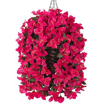 Bougainvillea Artificial Hanging Flowers Basket Outdoor UV Resistant Vines Porch Decor