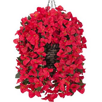Bougainvillea Artificial Hanging Flowers Basket Outdoor UV Resistant Vines Porch Decor
