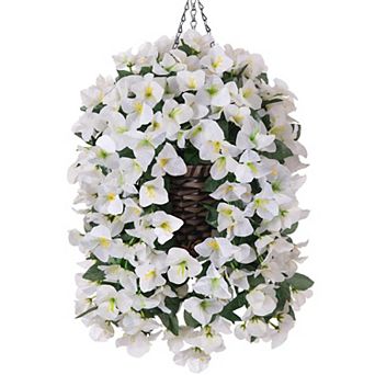 Bougainvillea Artificial Hanging Flowers Basket Outdoor UV Resistant Vines Porch Decor