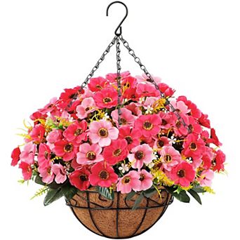 Artificial Hanging Flowers Silk Basket Faux Coconut