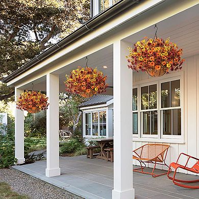 Artificial Hanging Basket Silk Flowers Outdoor UV Resistant