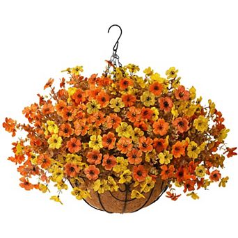 Artificial Hanging Basket Silk Flowers Outdoor UV Resistant