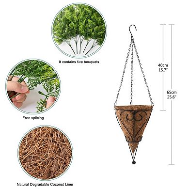 Artificial Eucalyptus Hanging Basket UV Resistant Outdoor Decor