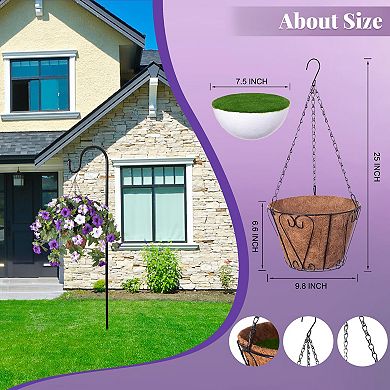 Artificial Hanging Morning Glory Flower Basket Outdoor UV Resistant