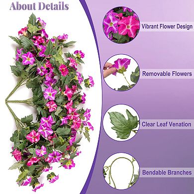 Artificial Hanging Morning Glory Flower Basket Outdoor UV Resistant