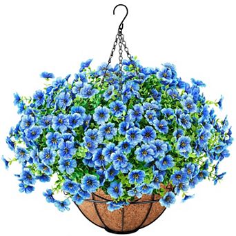 Artificial Hanging Flowers Basket Faux Silk UV Resistant Outdoor Indoor Porch Patio Decor