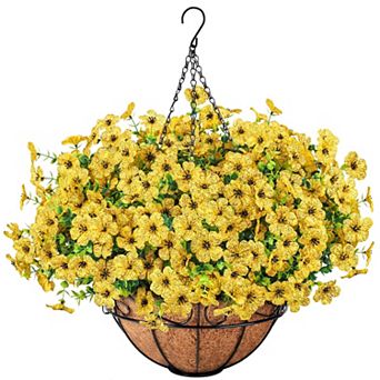 Artificial Hanging Flowers Basket Faux Silk UV Resistant Outdoor Indoor Porch Patio Decor