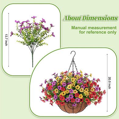 Artificial Hanging Flowers Basket Silk Eucalyptus Outdoor Decor