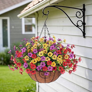 Artificial Hanging Flowers Basket Silk Eucalyptus Outdoor Decor