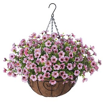 Artificial Hanging Flowers Basket Silk Eucalyptus Outdoor Decor