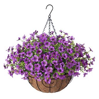 Artificial Hanging Flowers Basket Silk Eucalyptus Outdoor Decor