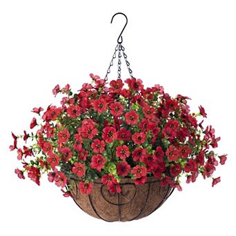 Artificial Hanging Flowers Basket Silk Eucalyptus Outdoor Decor