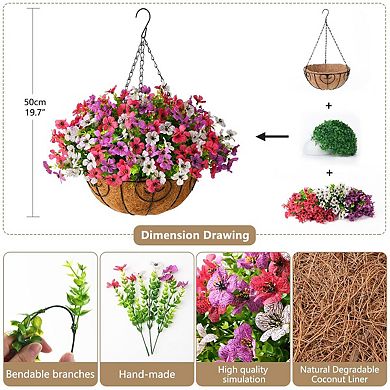 Artificial Hanging Flowers Basket Outdoor UV Decoration