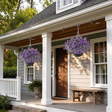 2pcs Artificial Morning Glory Eucalyptus Hanging Basket Decor