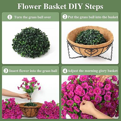 2-pack Artificial Hanging Morning Glory Eucalyptus Basket UV Resistant