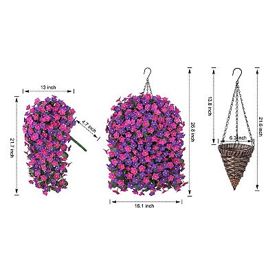 Artificial Orchid Daisy Hanging Basket Outdoor UV Resistant
