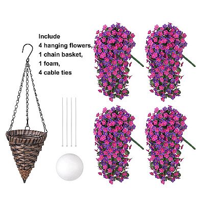 Artificial Orchid Daisy Hanging Basket Outdoor UV Resistant