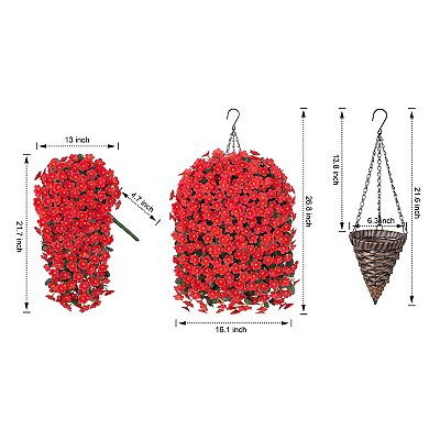 Artificial Orchid Daisy Hanging Basket Outdoor UV Resistant