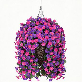 Artificial Orchid Daisy Hanging Basket Outdoor UV Resistant