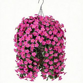 Artificial Orchid Daisy Hanging Basket Outdoor UV Resistant