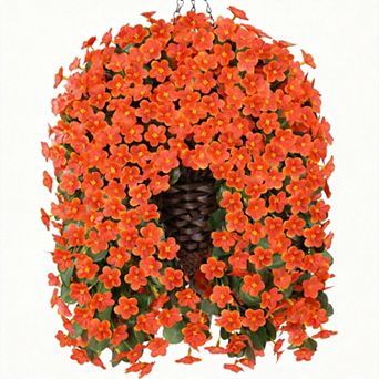 Artificial Orchid Daisy Hanging Basket Outdoor UV Resistant