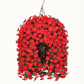 Artificial Orchid Daisy Hanging Basket Outdoor UV Resistant