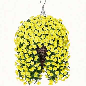 Artificial Orchid Daisy Hanging Basket Outdoor UV Resistant