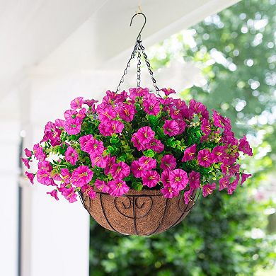 Artificial Hanging Morning Glory Basket Outdoor UV Resistant
