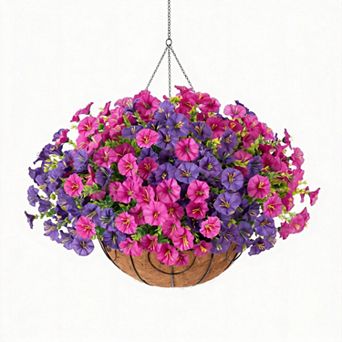 Artificial Hanging Morning Glory Basket Outdoor UV Resistant