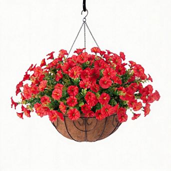 Artificial Hanging Morning Glory Basket Outdoor UV Resistant