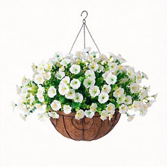 Artificial Hanging Morning Glory Basket Outdoor UV Resistant