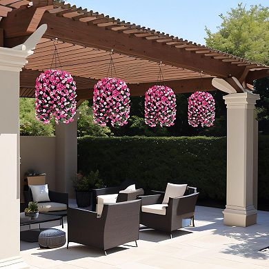Artificial Mums Hanging Basket Spring Decor