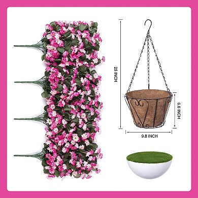 Artificial Mums Hanging Basket Spring Decor