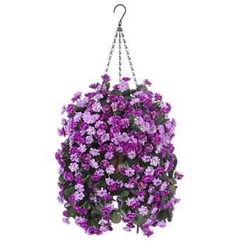 Artificial Mums Hanging Basket Spring Decor