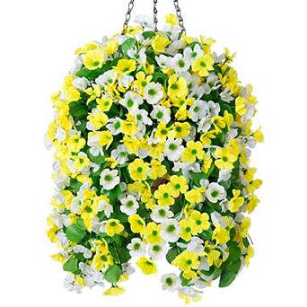 Artificial Mums Hanging Basket Spring Decor