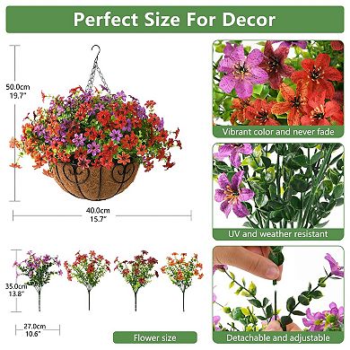 Artificial Hanging Basket Silk Flowers Outdoor Decoration