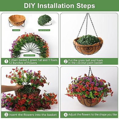 Artificial Hanging Basket Silk Flowers Outdoor Decoration