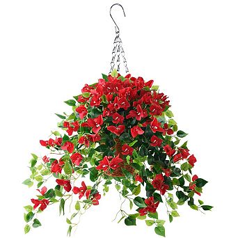 Artificial Silk Petunia Hanging Basket Coconut Lining Porch Patio Garden Decor