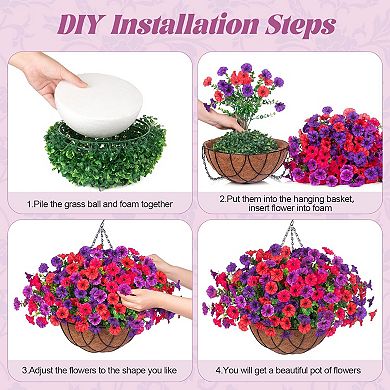 Artificial Hanging Morning Glory Basket Outdoor Decor