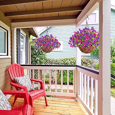 Artificial Hanging Morning Glory Basket Outdoor Decor