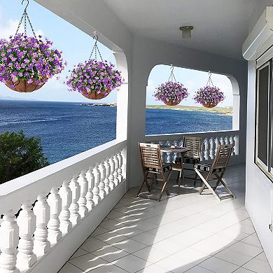 Artificial Hanging Mums Flower Basket Outdoor Indoor Decor