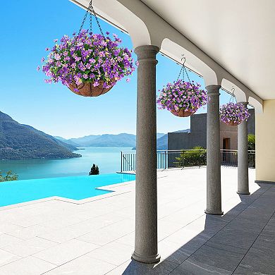 Artificial Hanging Mums Flower Basket Outdoor Indoor Decor